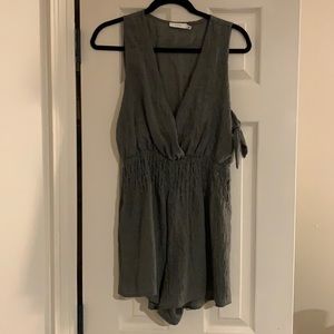 Moss Green Linen Romper